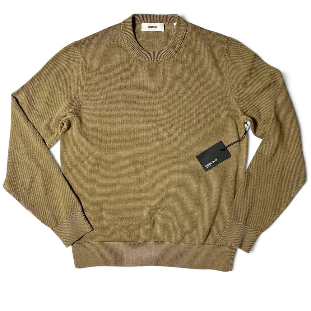 Buck Mason Vintage Dyed Cotton Traveler Sweater Mens Size M Driftwood Crew NWT